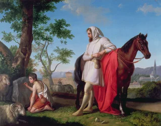 Cimabue beobachtet den jungen Giotto, wie er eine Ziege auf einen Felsen zeichnet